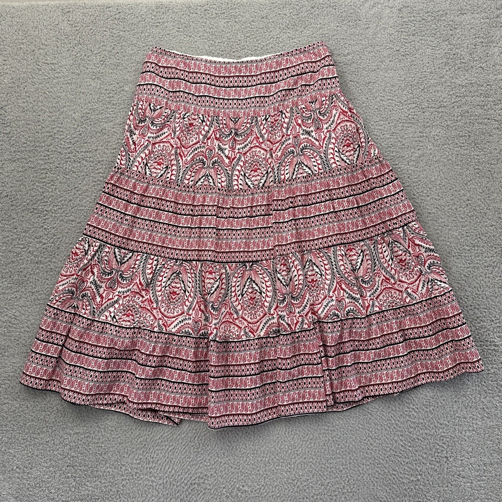 Chaps Tiered Paisley Maxi Skirt 100% Cotton Boho Cottage Festival Women's‎ 12